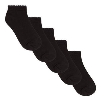 bluezoo Girls' pack of five black trainer socks